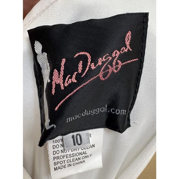 Mac Duggal 12336 White Gown Size 10 Deep V Open Back Slit Formal Dress NWT - Picture 8 of 10